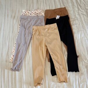 Kids Ribbed Leggings Set - Black, Gray, Tan
